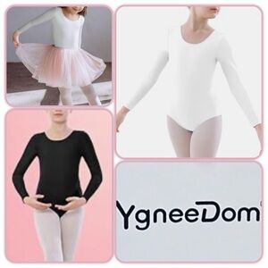 NWT YgneeDom Girls Bodysuit Long Sleeve Dance Ballet Leotard size 155 (11/12)